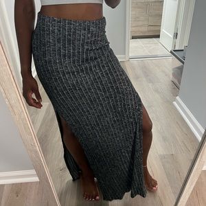 Gray double slit skirt